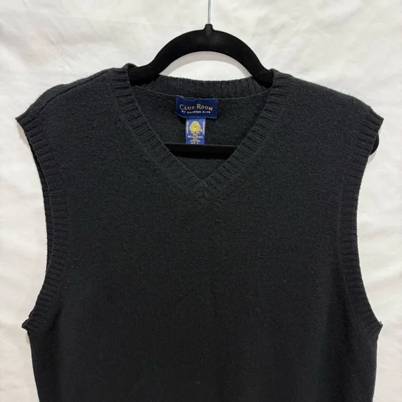 Club Room Wool Sweater Vest L Lambswool Knit Preppy Academia Minimalist Layer - Picture 4 of 12